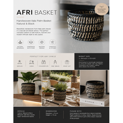 Afri Handwoven Ilala Palm Basket - Natural
