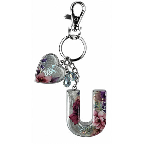 Posh Handcrafted Resin Initial Keyring - Unique Letter Design