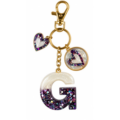 Posh Handcrafted Resin Initial Keyring - Unique Letter Design