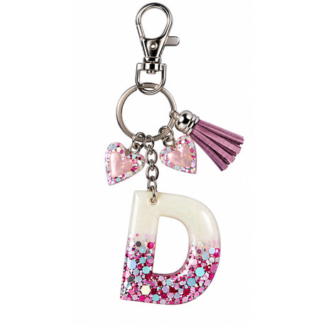 Posh Handcrafted Resin Initial Keyring - Unique Letter Design