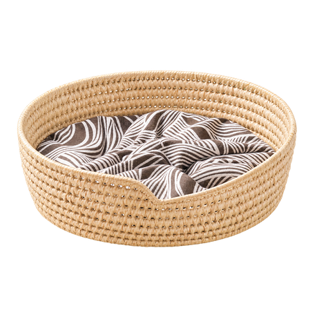 Handwoven Ilala Palm Pet Bed with Removable Cushion