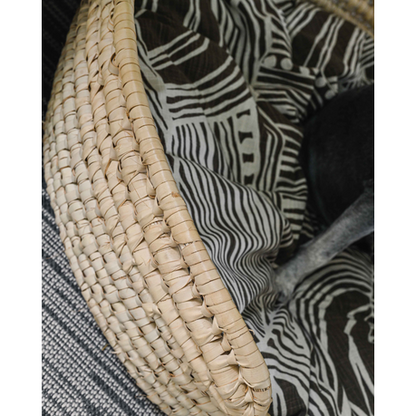 Handwoven Ilala Palm Pet Bed with Removable Cushion