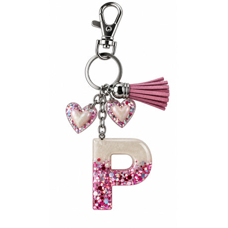 Posh Handcrafted Resin Initial Keyring - Unique Letter Design