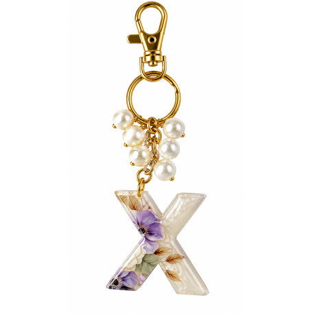 Posh Handcrafted Resin Initial Keyring - Unique Letter Design