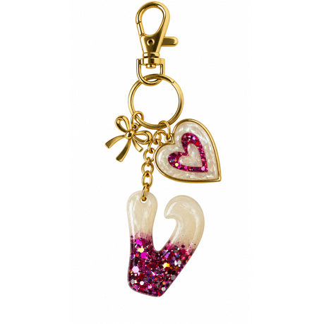 Posh Handcrafted Resin Initial Keyring - Unique Letter Design