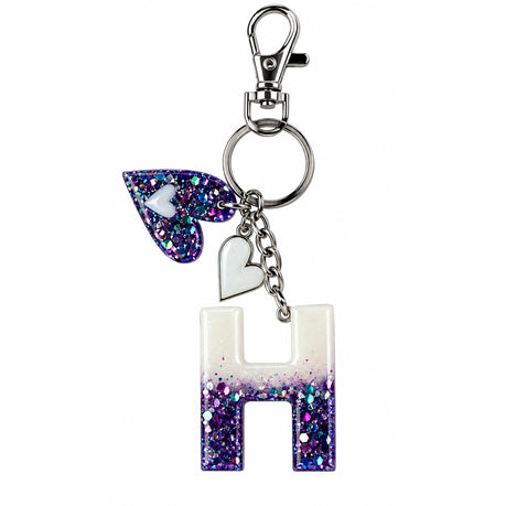 Posh Handcrafted Resin Initial Keyring - Unique Letter Design