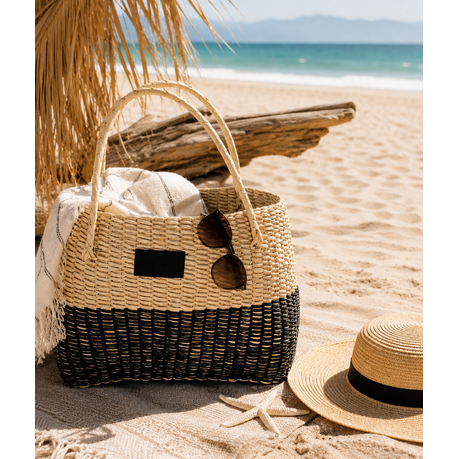 Sunweave Handwoven Carry & Storage Tote - Natural Black and Brown
