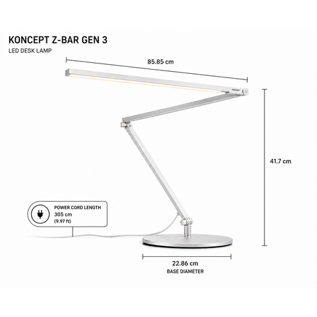 Koncept Z-Bar Slim Gen 3 LED Desk Lamp with Base