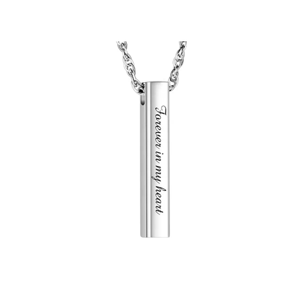 Memorial Safe Keeping Pendant - Forever in my heart bar - Silver