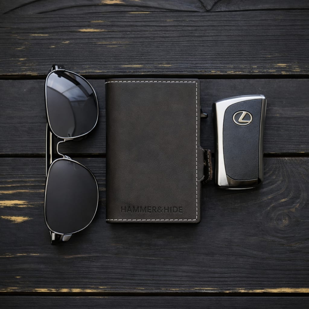 Reptronic Hammer&Hide Genuine Saddle Leather Pop-up Wallet