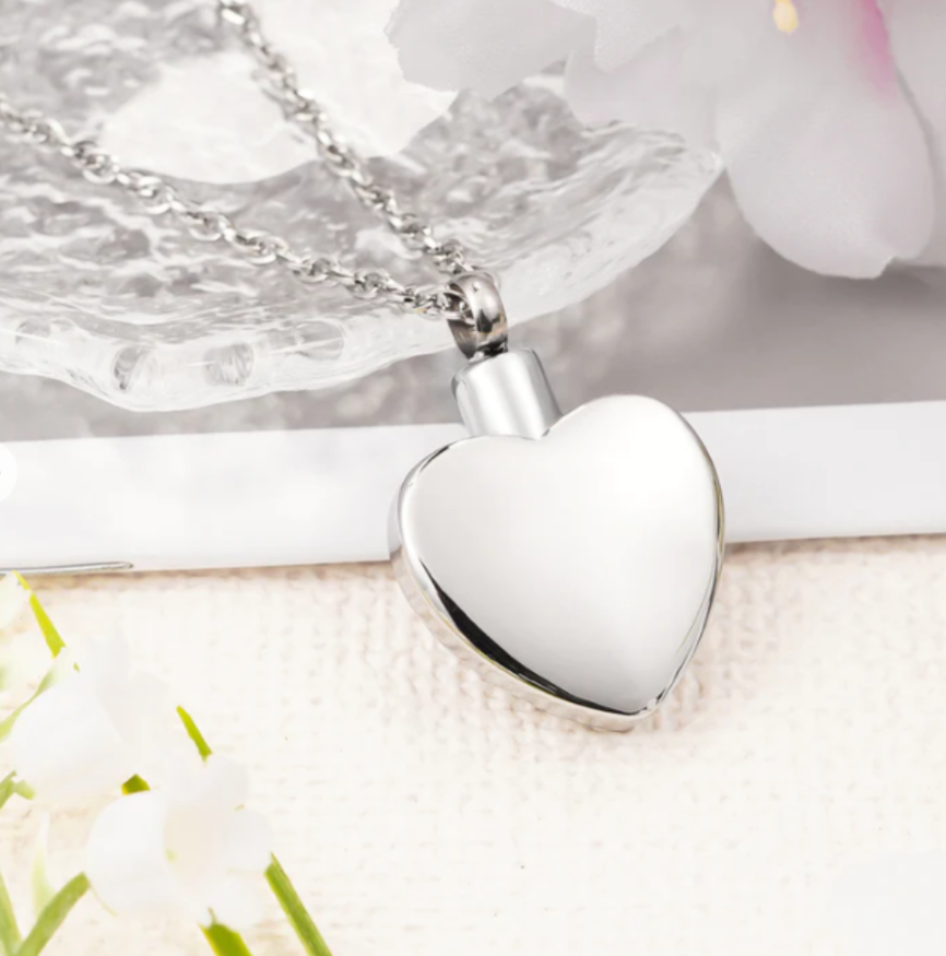 Memorial Safe Keeping Pendant: Heart With Patterned Edge And Sunflower