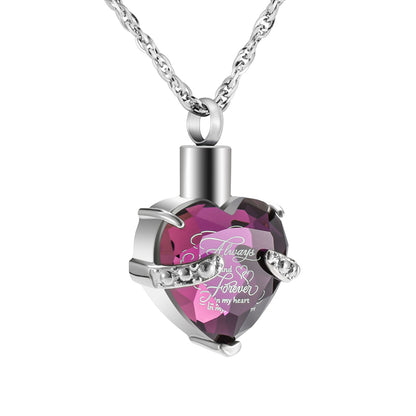 Memorial Safe Keeping Pendant - 3D Heart Shape - Always on my mind