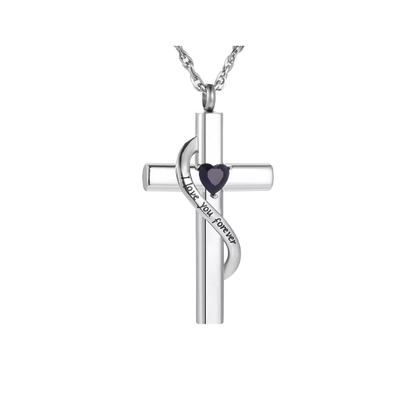 Memorial Safe Keeping Pendant -Silver Cross I Love You Forever