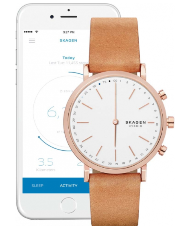 Unboxed Skagen Women's Hald Stainless Steel and Leather Hybrid Smartwatch